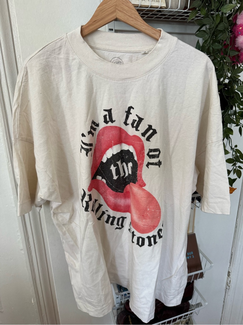 the Rolling Stones Cream Tee with Black Logo Print